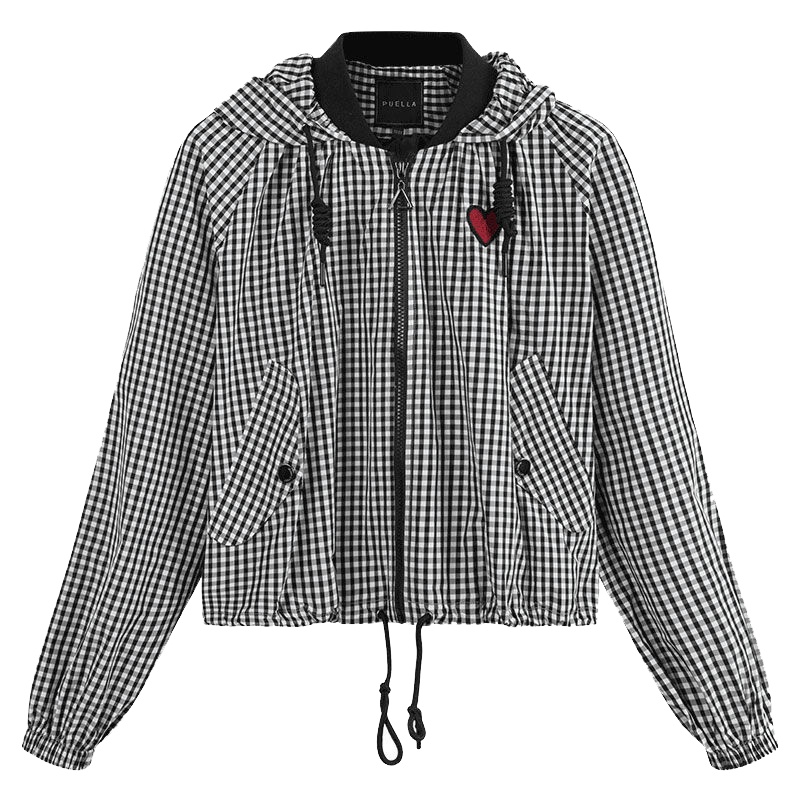 上新拉夏贝尔Puella冬季新款韩版宽松显瘦bf棒球服格子外套女20011627