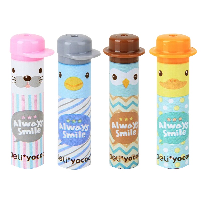 得力deli0491铅笔套儿童5袋装 可爱笔帽笔盖铅笔延长器学生护笔套防滚动保护接笔粗卡通文具办公用品袋装