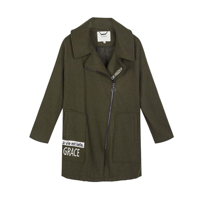 拉贝缇秋冬新款韩版宽松修身显瘦气质羊毛呢大衣外套女60005685