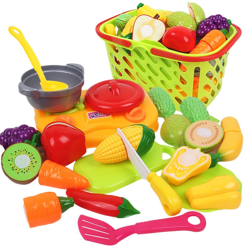 纽奇(Nukied)儿童过家家玩具男孩女孩益智厨房水果蔬菜切切乐玩具 中篮水果蔬菜切切乐