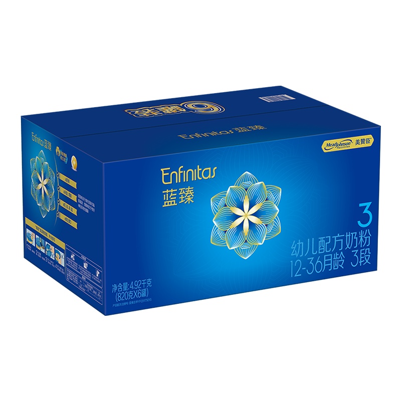 美赞臣(Mead Johnson)蓝臻幼儿配方奶粉(12-36月龄.3段)820克6罐彩箱装