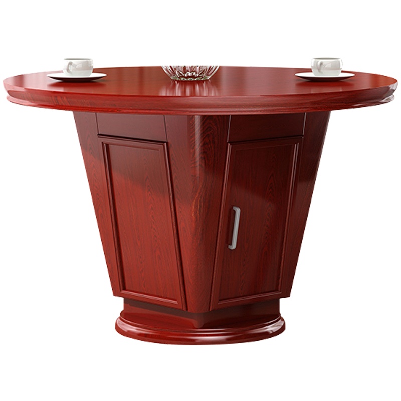 三圣 办公家具洽谈桌油漆实木贴皮接待桌会议桌 圆形1.2米