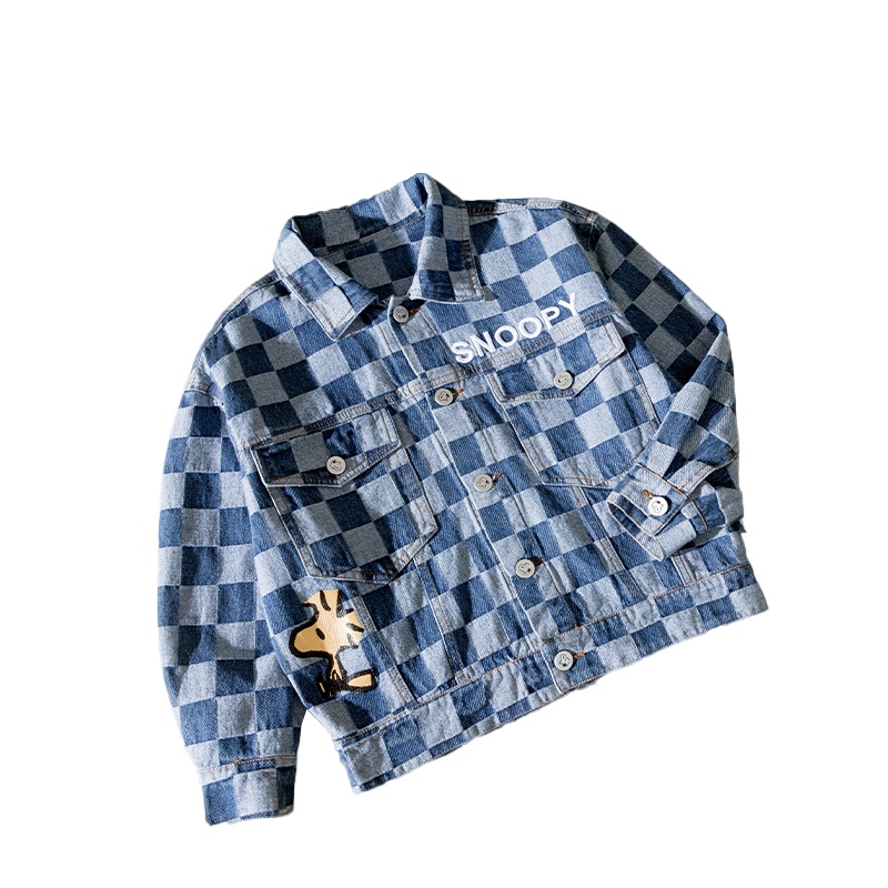 新款儿童棋盘格绣花牛仔外套KRS001
