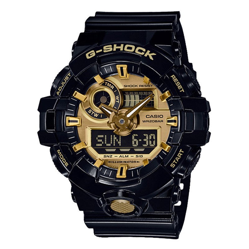 CASIO卡西欧 石英表 男 G-SHOCK系列日韩品牌时尚户外运动防水树脂表带石英男士表GA-710GB-1A