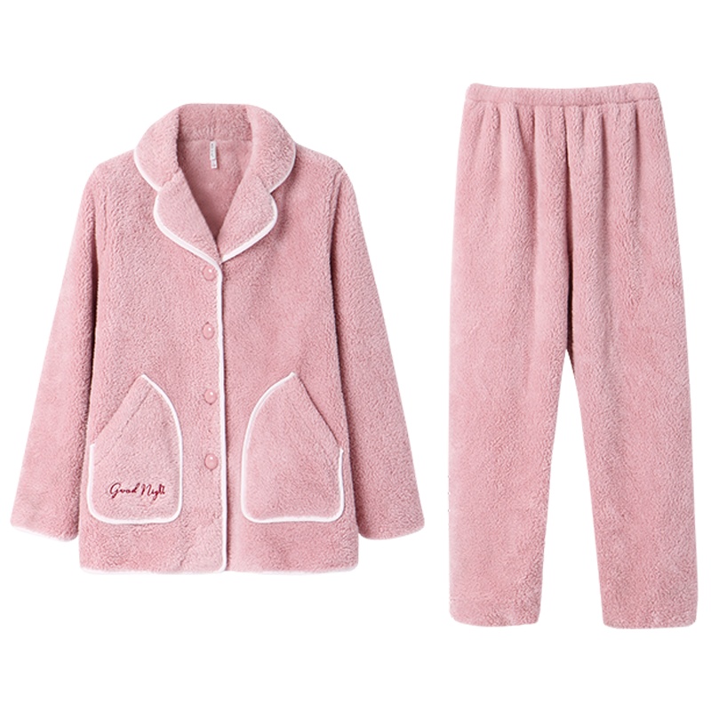 安之伴冬季保暖珊瑚绒韩版休闲时尚情侣睡衣女士家居服套装