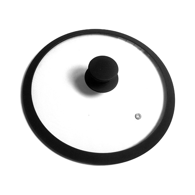 家用硅胶锅盖钢化玻璃盖子炒锅平底锅不粘锅盖24/26/28cm专用 国泰家和 24cm专用-黑色