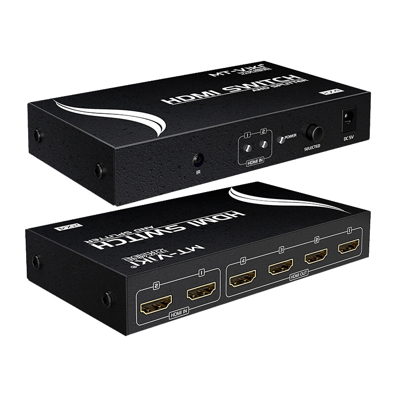 迈拓维矩MT-HD2-4 hdmi切换分配器2进4出二拖四高清音视频共享二分四