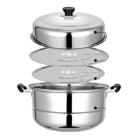 蒸锅不锈钢2层 蒸锅家用多层加厚蒸笼 3层汤锅电磁炉锅具 FENGHOU 26cm加厚二层[买一送六]
