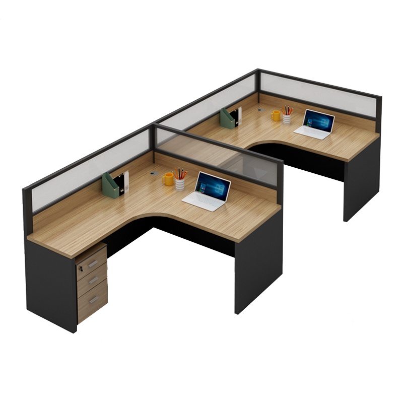 臻远办公桌职员办公室隔断屏风卡座 F字型双人位含柜