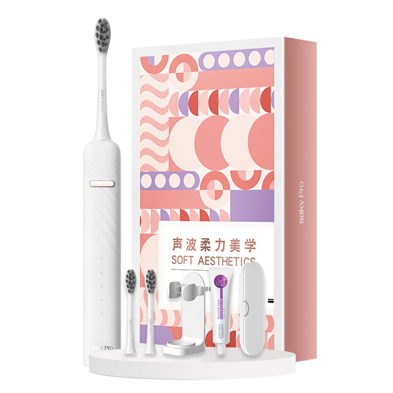 舒客(Saky)电动牙刷T3冰岛白标配款 男女学生情侣款防水充电式声波电动牙刷