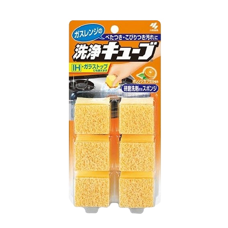 [日本直采]小林制药(KOBAYASHI) 海绵清洁块 百洁布/抹布/钢丝球/抹布(厨房用)黄色 6个装