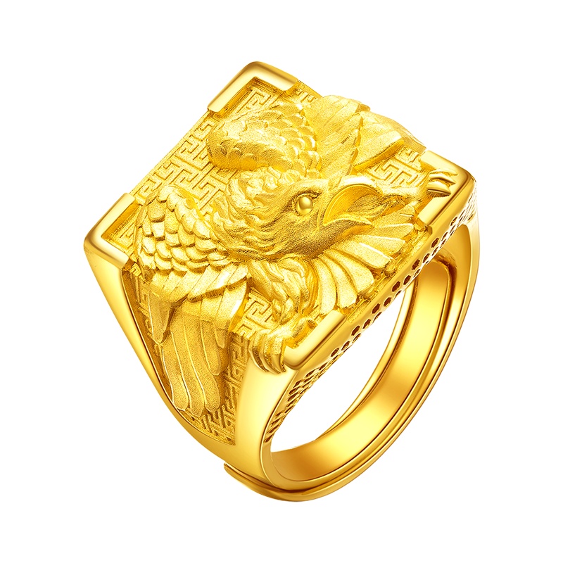 梦金园 黄金戒指 足金999霸气老鹰老板戒活口指环男款 计价 黄金首饰
