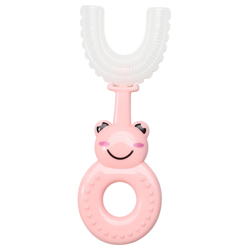 开优米(Kiuimi)儿童牙刷u形卡通宝宝口腔清洁2-12岁硅胶口含式360度刷牙护牙神器粉蓝可选蓝色兔子款单个装