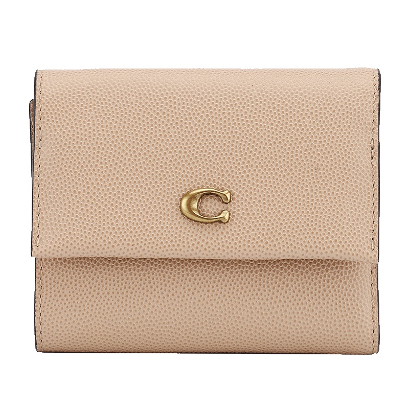 COACH 蔻驰 奢侈品 欧美时尚女士钱包专柜款驼色皮革短款卡包卡夹