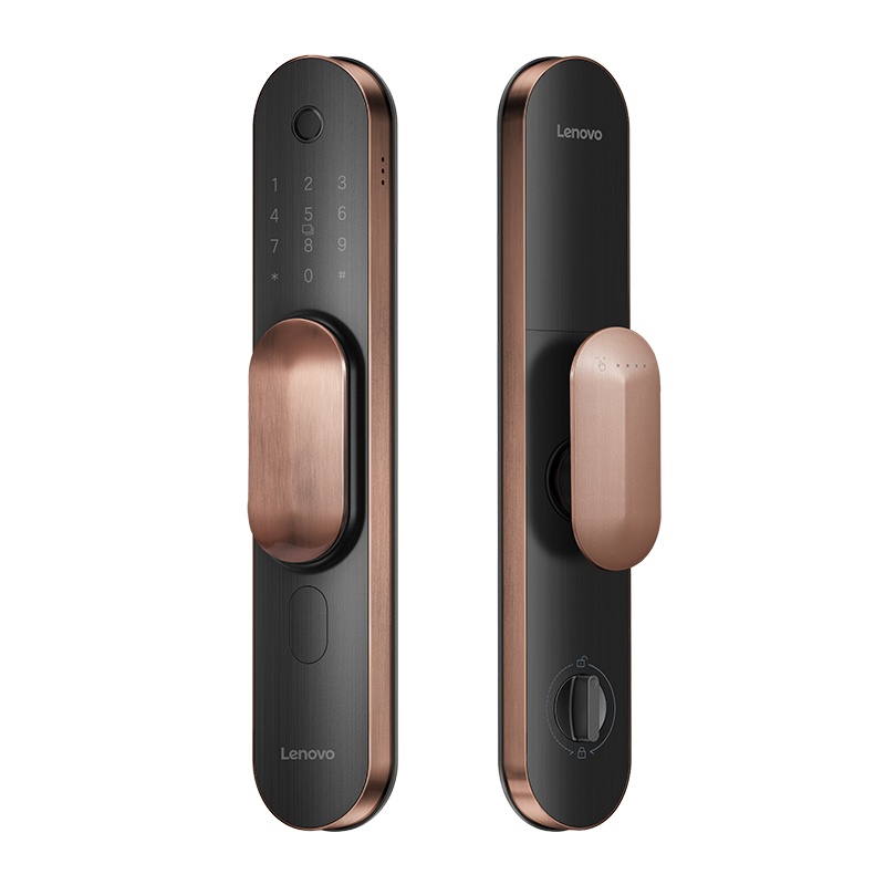 联想全自动智能门锁T1 指纹锁智能锁电子锁密码锁智能门锁家用防盗门 丹赤铜