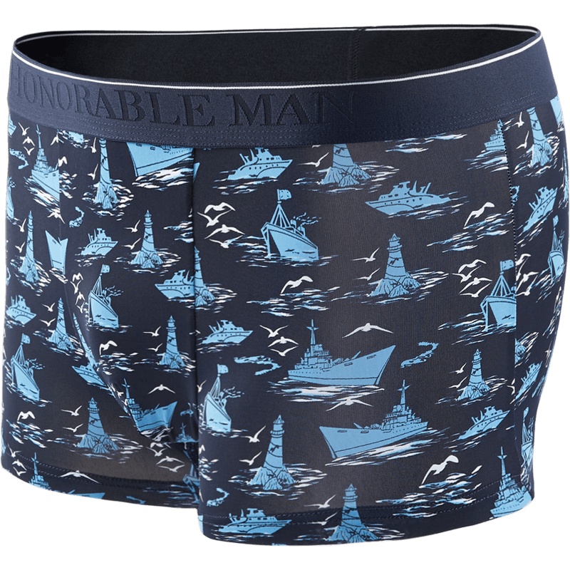 HLA海澜之家时尚帆船印花内裤活力趣味航海风针织平角短裤男 HUKAJ1Q017A