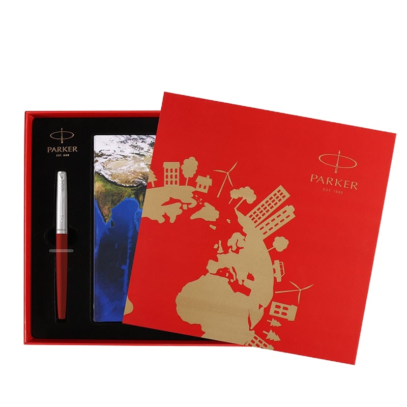 派克PARKER签字笔礼盒乔特复古红白夹宝珠笔+AR笔记本礼盒学生商务办公用品日常书写书法练字支持企业采购 免费刻字定制