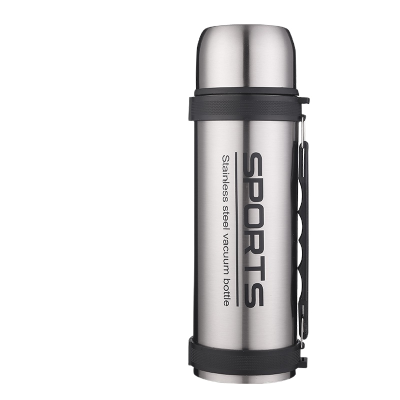 1.5大号真空不锈钢保温壶户外2水壶车载旅行2000大容量保温杯 封后 1.5本色+壶刷+背带