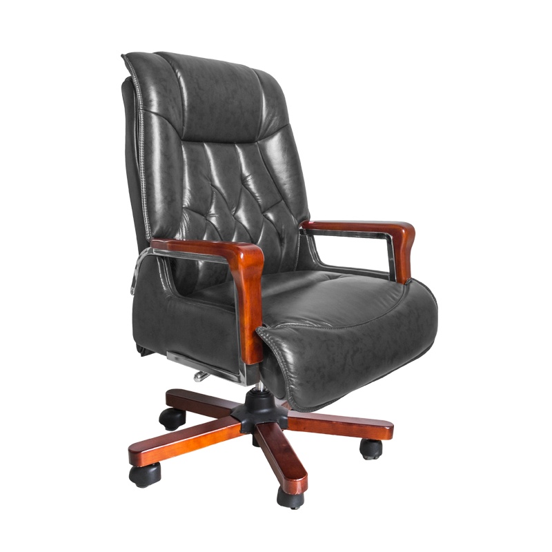 [硕辉]RJ-A2828班椅(黑色) 牛皮老板办公转椅 650*750*1150mm