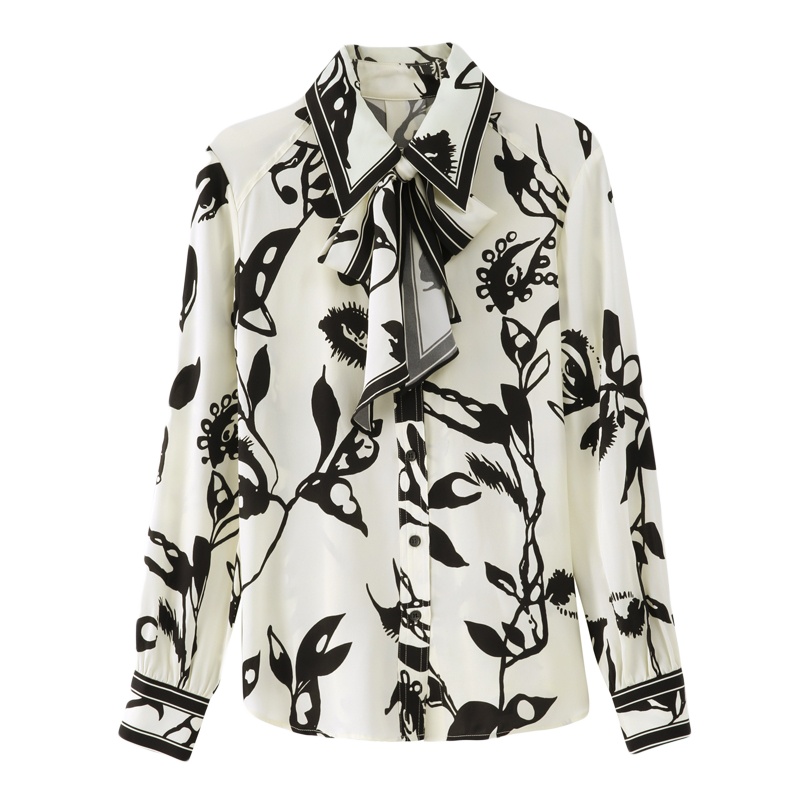 晗亦然2021春装新款印花衬衫时尚洋气欧洲站欧货气质百搭上衣9250