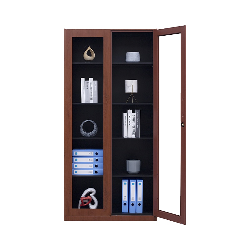 豫亿腾 木纹转印钢制通玻对开柜,档案柜,器械柜,钢制文件柜,更衣柜,办公抽屉铁皮柜,资料柜,木纹转印,加厚0.8m