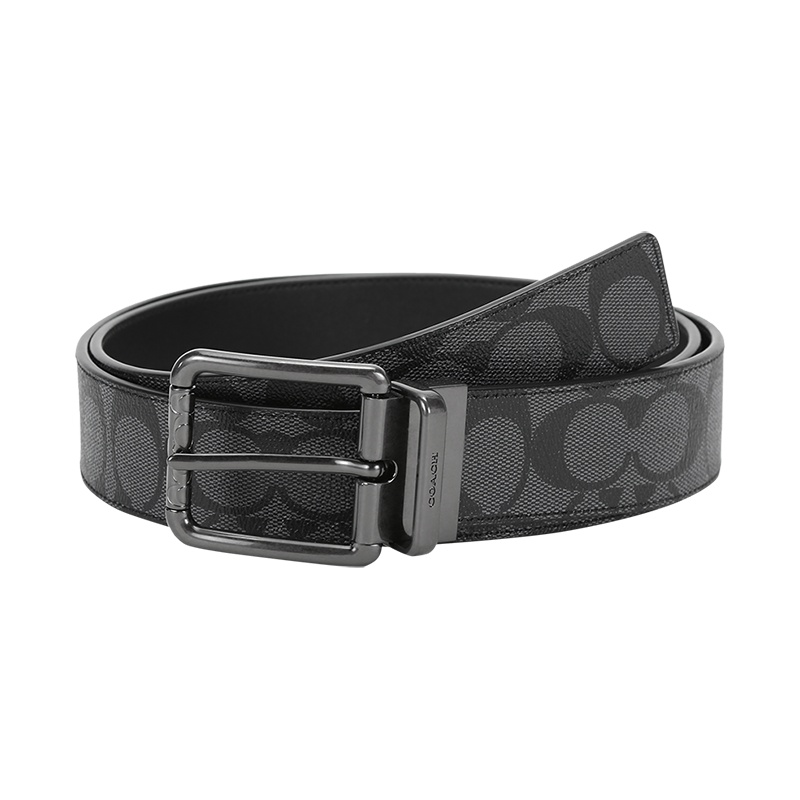 蔻驰 COACH 男士 专柜款涂层帆布配皮针扣式双面皮带腰带91283