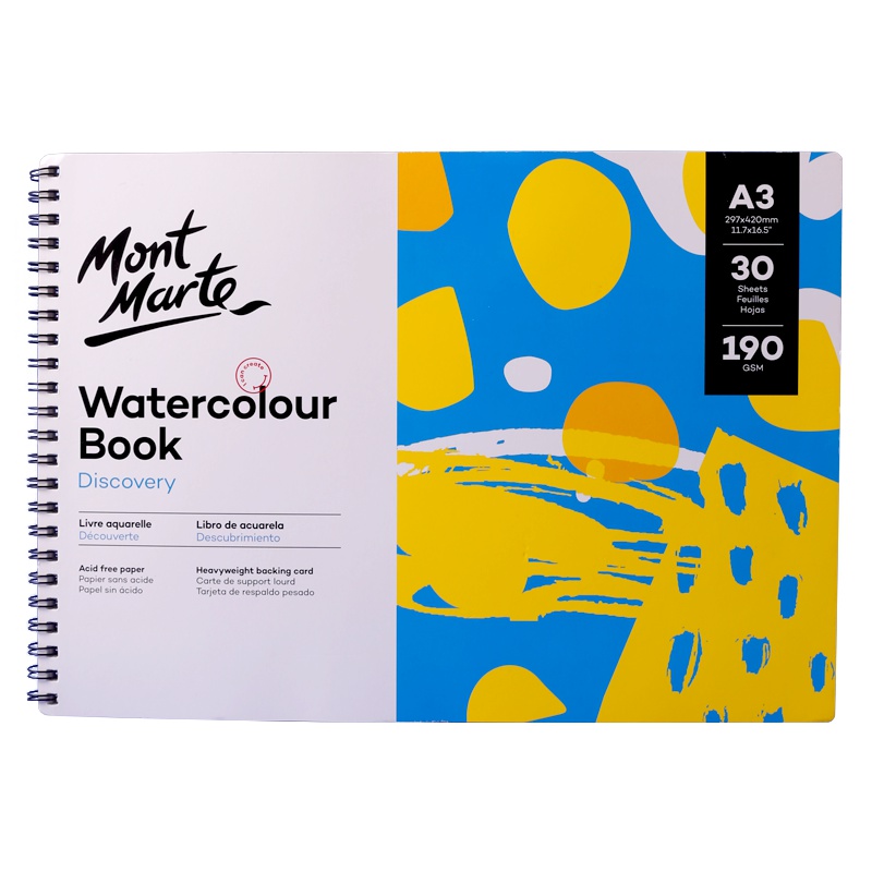 蒙玛特MontMarte水彩本A4 手绘本水彩纸画纸写生本水溶彩铅本活页画本螺纹圈装