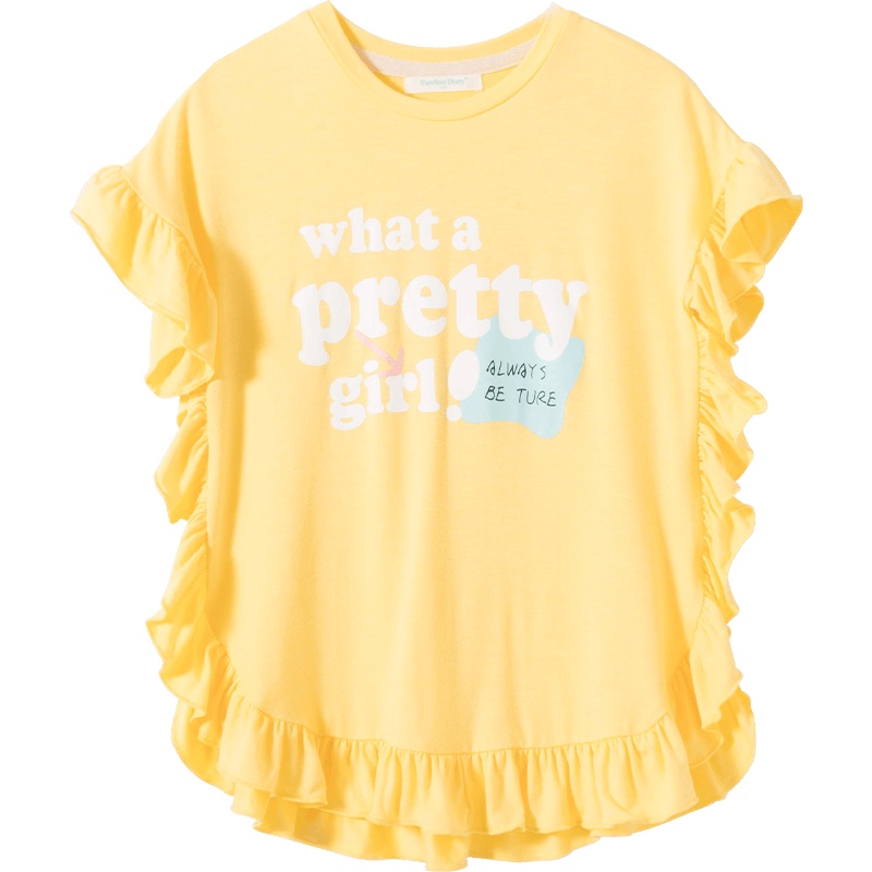 咕噜日记2021夏季新品女童字母印花大花边睡裙连衣裙XGQ006