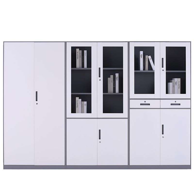 [田珍]拆装文件柜 通玻文件柜 灰套白 文件柜 办公室铁皮柜 套色 窄边文件柜 加厚 资料柜档案资料柜 带锁员工柜