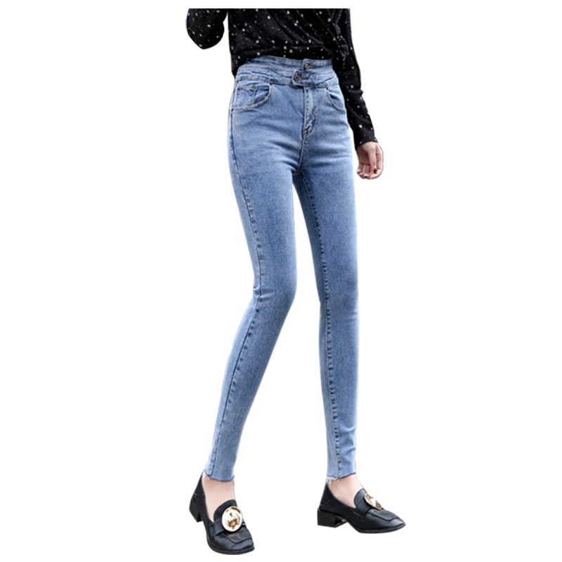 如熙高腰牛仔裤女裤子小脚裤修身显瘦铅笔裤长裤