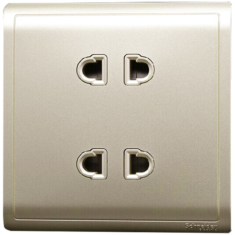 施耐德电气（Schneider Electric）双联二极四孔插座 电源插座开关插座面板86型 10A 丰尚金