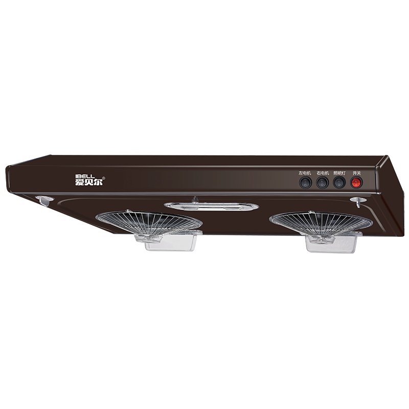 爱贝尔(IBELL)HY-DZS06超薄油烟机 大吸力厨房小型 中式抽油烟机 家用顶吸双电机 咖啡色自行安装