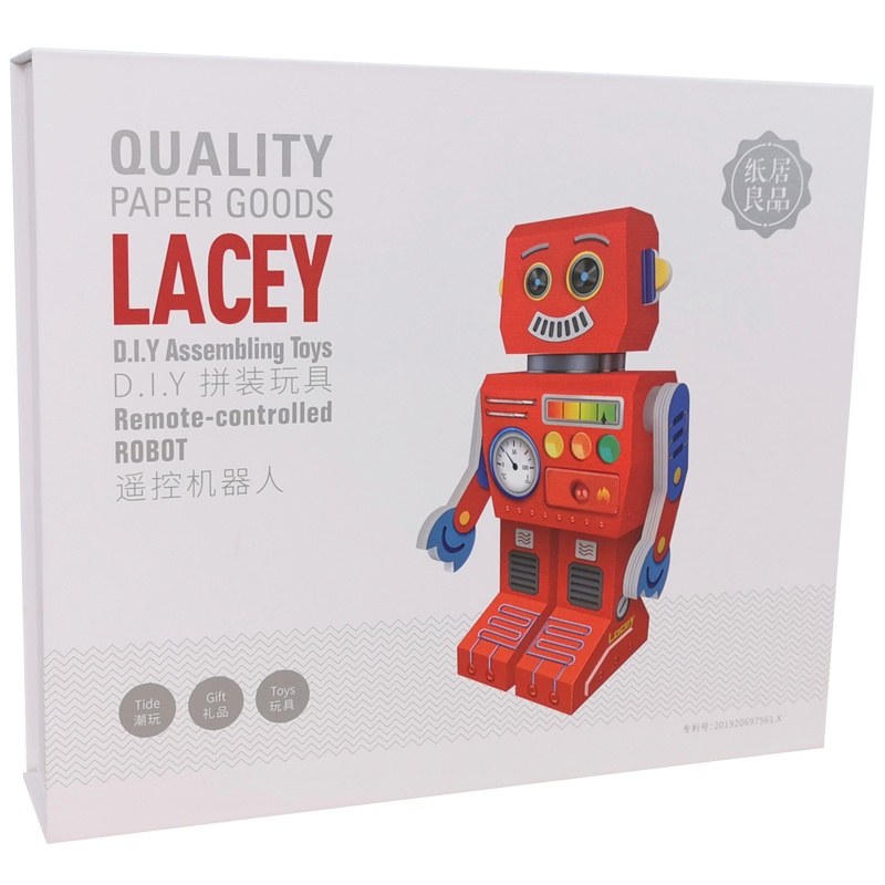 纸居良品 遥控机器人特色拼图DIY拼装潮玩玩具 LACEY ZJ-D202 红色