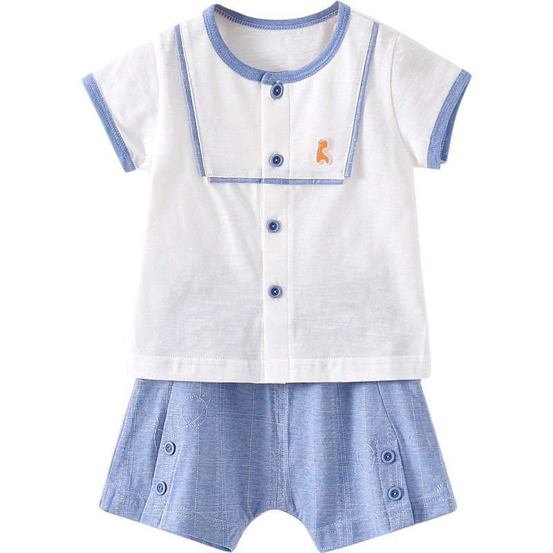 童泰(TONGTAI)夏季5月-3岁婴幼儿男女宝宝衣服轻薄纯棉休闲半袖对开套装儿童套装