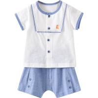 童泰(TONGTAI)夏季5月-3岁婴幼儿男女宝宝衣服轻薄纯棉休闲半袖对开套装儿童套装