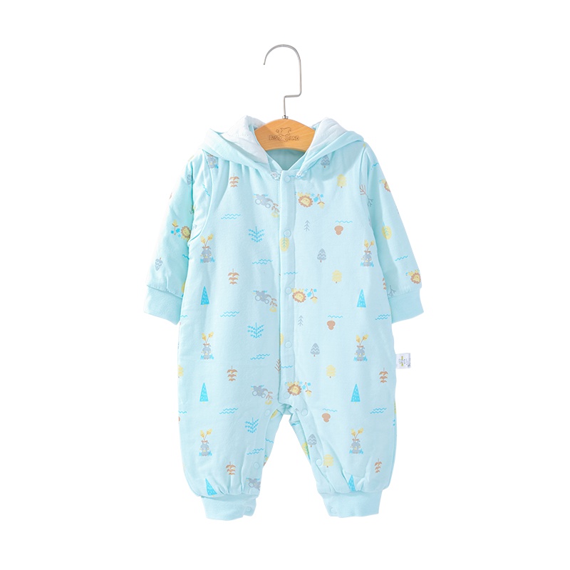 优简(BEST JANE)秋冬款新生儿带帽连身衣0-1岁男女宝宝可拆卸连帽哈衣爬服婴儿夹棉保暖家居连体衣