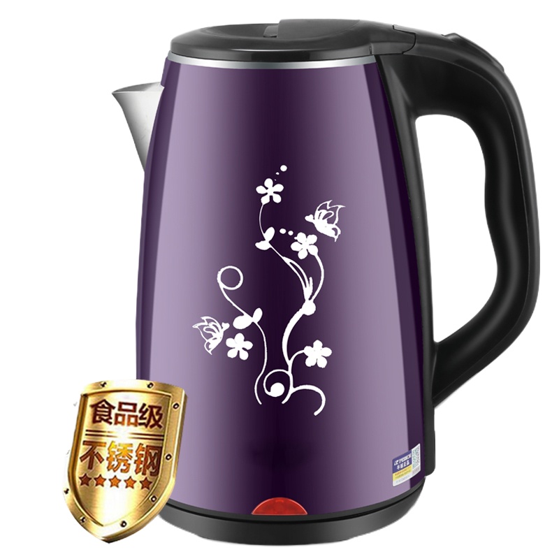 电水水壶家用电热水壶保温热水壶自动断电烧水壶快速电水壶2L 2升黑色-304加厚版-3年换新