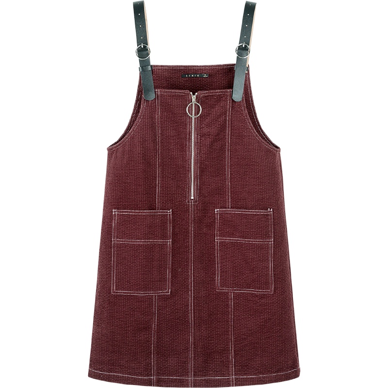 森马吊带灯芯绒连衣裙女2019秋季新款复古小清新少女裙子洋气显瘦