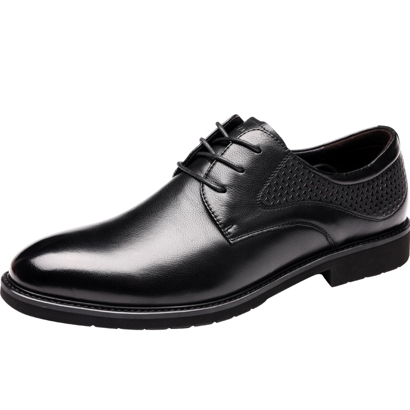 红蜻蜓男鞋秋季新款头层牛皮青年商务皮鞋真皮尖头系带正装鞋