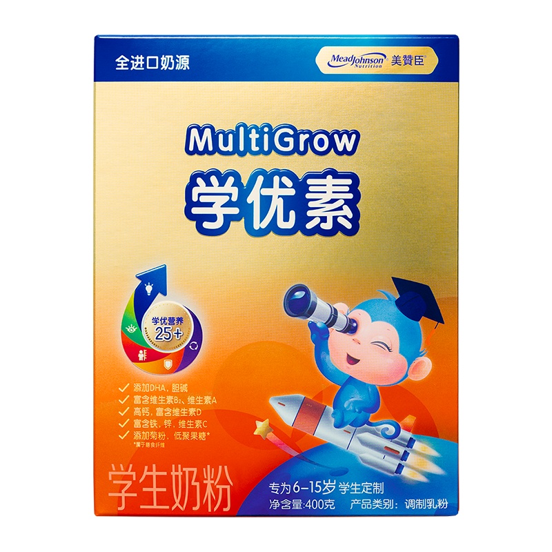 美赞臣(Mead Johnson)学优素6-15岁学生成长奶粉400克袋装 涵盖25种营养 成长出类拔萃