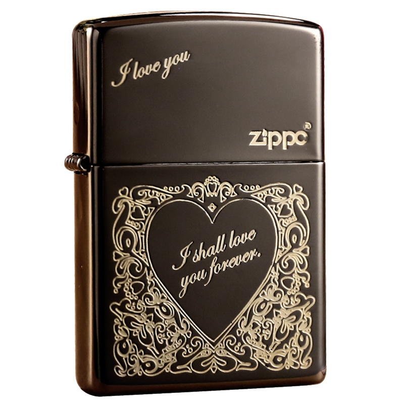 美国ZIPPO打火机 芝宝 爱情黑冰爱你一生一世 男士煤油防风原装正品