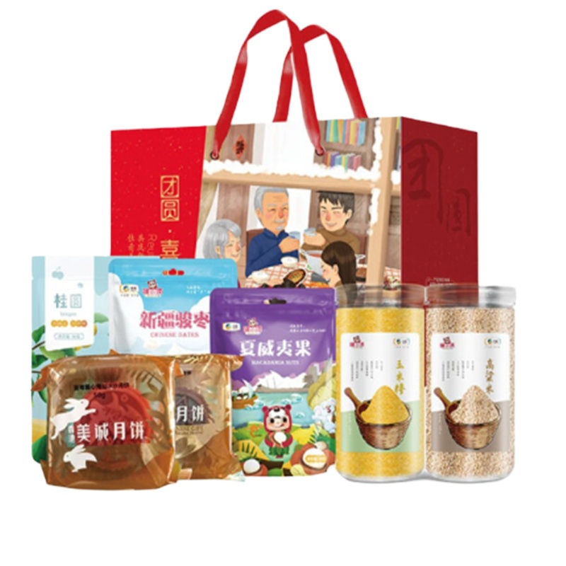 中粮福小满 中秋灼华大礼包(美诚月饼2枚、夏威夷果、新疆骏枣、高粱米、玉米碎、桂圆)