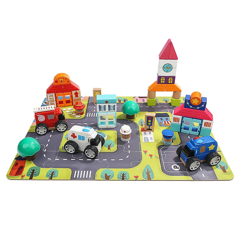 Topbright特宝儿 儿童木制城市交通拼插积木 120408