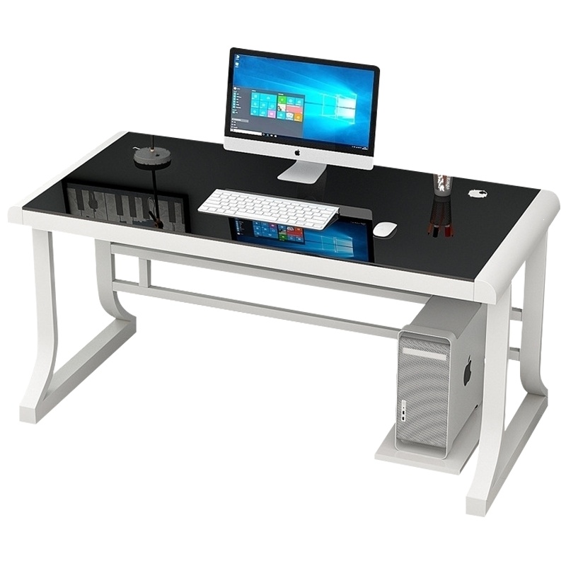 简易电脑桌台式办公学习桌竞技桌现代简约家用法耐钢化玻璃卧室书桌带键盘托