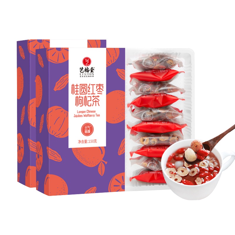 艺福堂花茶组合女泡水喝八宝水果茶搭玫瑰花柠檬片红枣桂圆枸杞茶150g