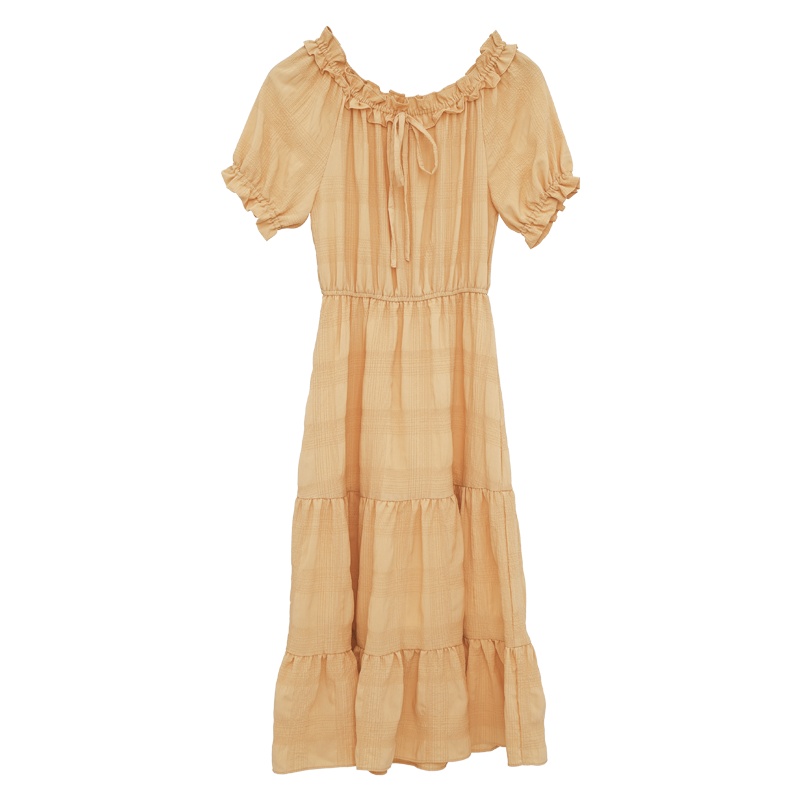 艾哲西 领口花边系带连衣裙 EZ350201258