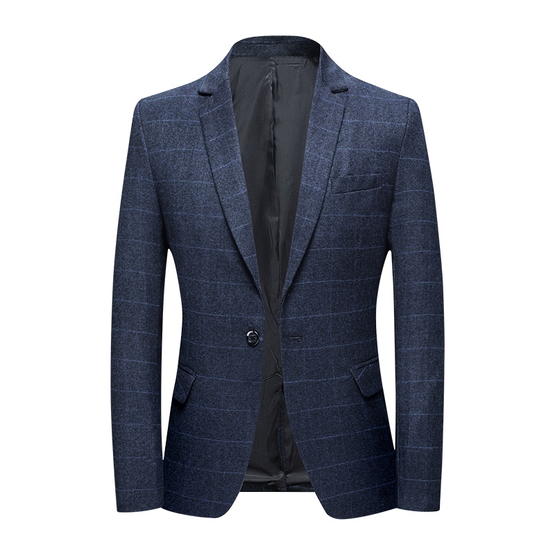 春秋季男士西服时尚中青年格子小西装春装商务正装上衣外套. SQLxf20-10