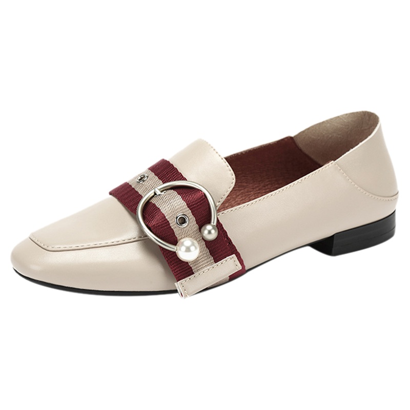 达芙妮新款秋ins港风撞色织带乐福鞋