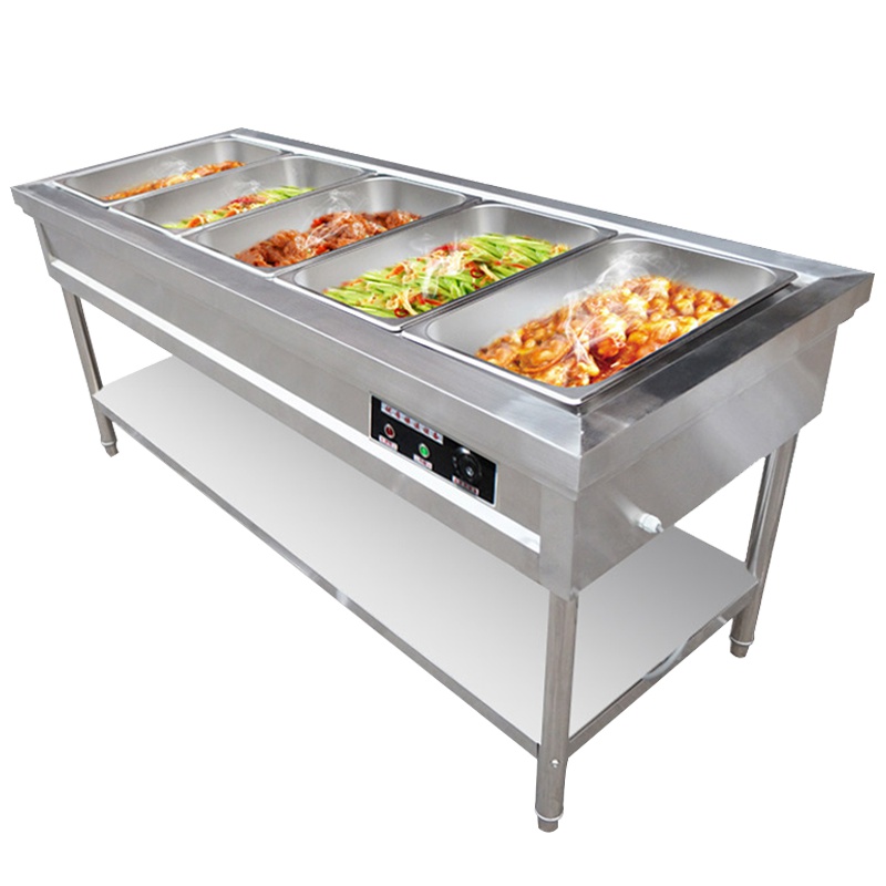 睿美(Ruimei) 4格 售饭台商用不锈钢大功率电热保温汤池不锈钢管售饭台粥台格暖汤炉保温售饭台快餐保温车(不含盘子)