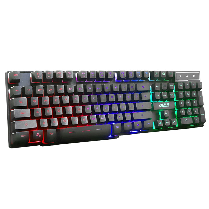 吉选(gesobyte) KB860有线键盘 USB电脑笔记本悬浮设计机械手感游戏商务办公 绝地求生吃鸡 彩虹版 黑色